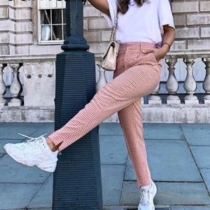 ZARA gingham pink trouser pants size small